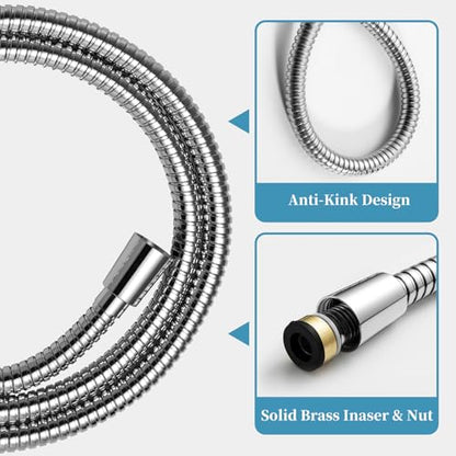 OFFO Shower Slide Bar Combo, Adjustable 21 in Slide Bar with 6-Mode High Pressure Handheld Shower Head and 60 in Stainless Steel Hose, Screw Wall Mounted, Chrome - color: Chrome, style: 21" Slide Bar & 60" Hose