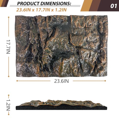 23.6x17.7in Rock Terrarium Background,3D Reptile Tank Background Board,Amphibian Stereo Backdrop Wall,Lizard Snake Gecko Spider Turtle Fish pet silo Background Decorative Panel(Yellow) - color: yellow-23.6"* 11.8"（1pcs）