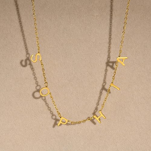 Name Necklace Personalized for Women : 18K Gold Plated Custom Name Necklace Chain Name Plate Choker Necklace Customized Gift Idea for Women Girl Female Friends Girlfriend BFF, Gold Plated/Silver - style: Letter name style