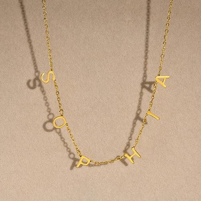 Name Necklace Personalized for Women : 18K Gold Plated Custom Name Necklace Chain Name Plate Choker Necklace Customized Gift Idea for Women Girl Female Friends Girlfriend BFF, Gold Plated/Silver - style: Letter name style