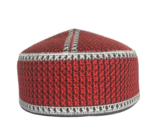 Men's Unisex Muslim Men Prayer Cap Ramadaan Cap Eid Cap Handmade Kufis Namaz Hat Beanie - color: Red, size: X-Large
