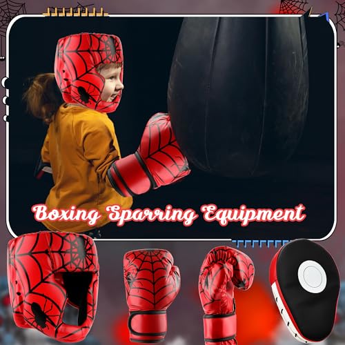 Kids Boxing Headgear and Gloves Set for Beginners and Children Youth Kickboxing Training Sparring Karate Muay Thai Taekwondo MMA