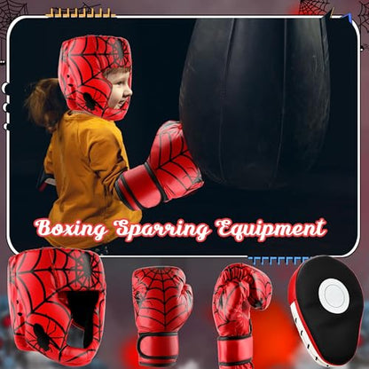 Kids Boxing Headgear and Gloves Set for Beginners and Children Youth Kickboxing Training Sparring Karate Muay Thai Taekwondo MMA