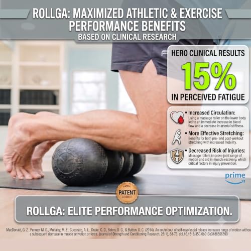 Rollga - High Density Foam Roller for Exercise & Back Pain, 18 inches | Patented Grooves Protect Spine & Bone, Bumps Reach Deeper, Design Mimics Hands-On Massage, Increase Flexibility 22% - color: Purple