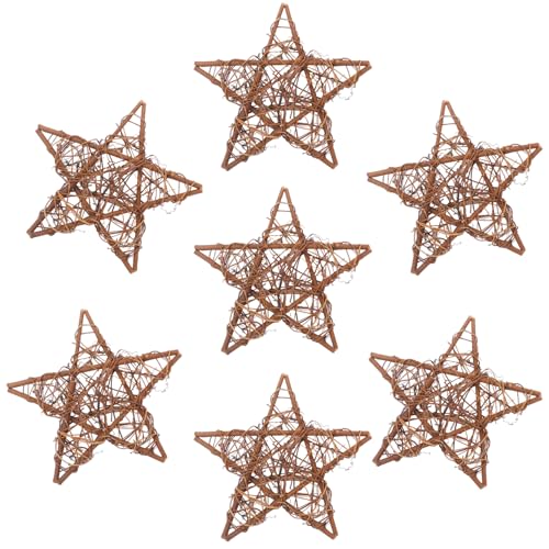 7 Pcs 12 Inch Star Shaped Natural Grapevine Wreath Set, Hand-Woven Vine Branch Wreaths for DIY Crafts, Christmas Decorations, Home & Event Styling - size: 7 Pcs 12 Inch