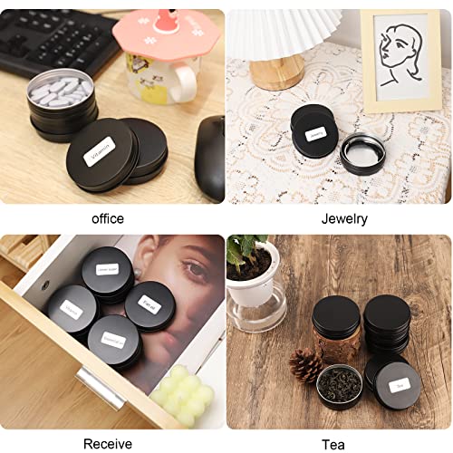 OBKJJ 48 Pcs Aluminum Round Cans with Lid, 2 Oz Metal Tins Food Candle Containers with Screw Tops for Crafts, Food Storage, DIY (black) - color: black