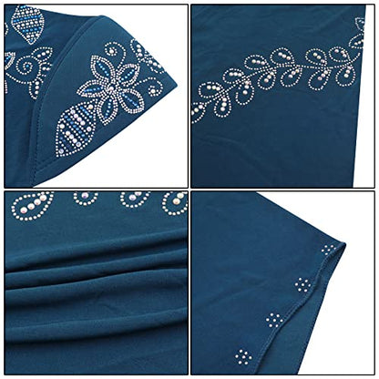 RARITYUS Women Bling Rhinestone Pearl Instant Scarf Muslim Hijab Fashion Shawl Head Wrap Turban Cap with Flower Accent - color: Z Color 10