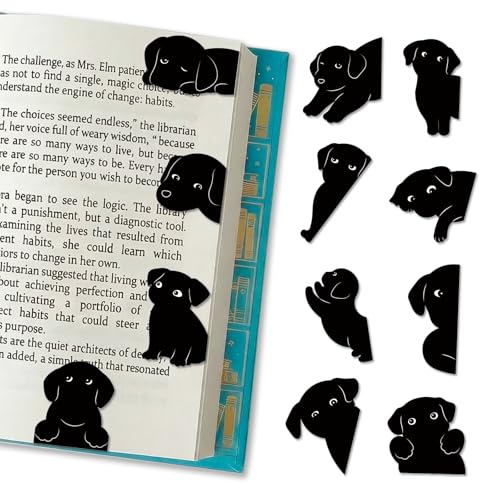 12Pcs Magnetic Dog Bookmarks – Cute Black Lab Puppy Book Markers for Dog Lovers, Dog Mom Gifts for Women, Bookish Gifts for Book Lovers, Page Markers for Reading Journal Planner - color: Dog-12pcs