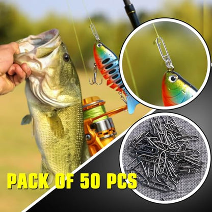 High Strength Fishing Snap Saltwater Stainless Connector Snaps Swivels Tackle Steel Power Fishing Clip Lure Quick Change Black Nickel - size: Size00 (39lb) 50 pcs