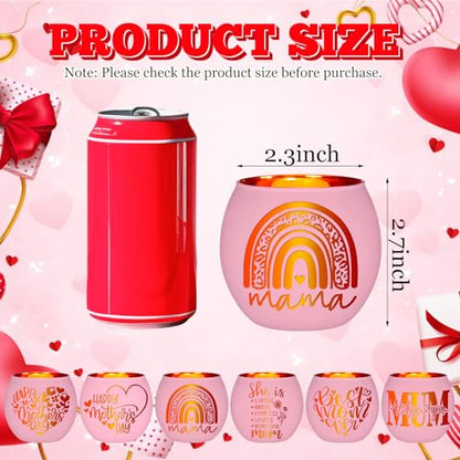 FoldTier 6 Pcs Best Mom Ever Gifts Candle Holders Rainbow Love Mum Home Decor for Candle Pink Mama Tealight Votive Holder for Birthday Party Centerpiece Mother's Gift for Birthday, Anniversary, Thanks - style: Mother’s Day