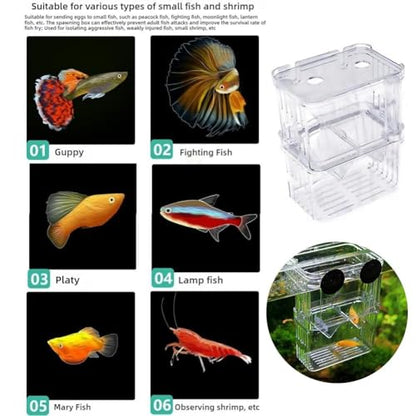 Generic Aquarium Fish Tank Hatchery Incubator Breeding Box, Transparent Fish Isolation Box Acclimation Hatchery, for Baby Fish Shrimp Clownfish Guppy (S) - color: S