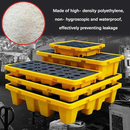 Modular Leak Platform/Grid Pads.Modular Spill Containment Tray - Heavy-Duty Oil Drum Holding Platform, Leak-Proof Pallets for Safe Liquid Storage, Industrial Spill Control Solution，（Yellow，1 - size: 130*110*30cm