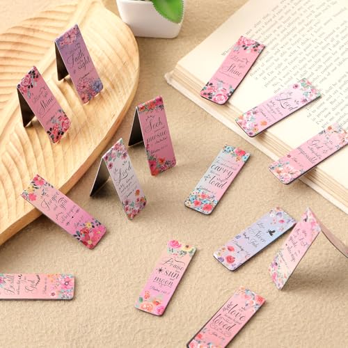 Bible Verse Magnetic Bookmarks - 30 PCs Christian Inspirational Floral Bookmark Reading Women Kids Catholic Religious Scripture Book Markers Church Supplies Teachers Students School Gifts - style: Christian Floral