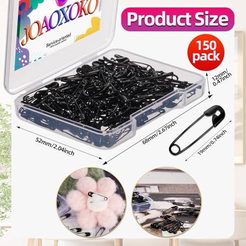 Safety pins 150pcs 0.75inch Safety pins for Clothes for Clothing Sewing Handicrafts Quilting Jewelry Making，Black Hijab pins (Black)