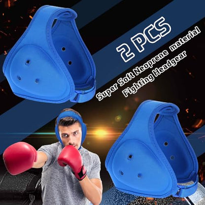 Jerify 2 Pcs Wrestling Headgear for Kids Youth Soft Grappling Headgear Wrestling Adjustable Ear Guard Protective(Blue) - color: Blue