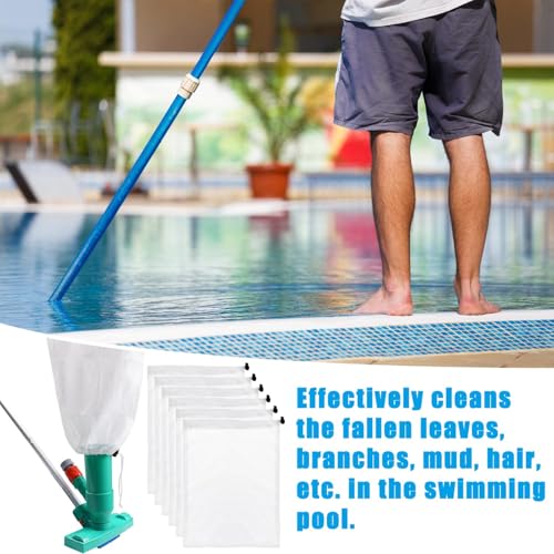 6-Pack Pool Vacuum Mesh Replacement Bags, Fine Mesh Leaf Vacuum Net Bags with Locking Cord for Pool Cleaners, Suitable for Pools, Aquariums, and Ponds, Collects Leaves and Debris