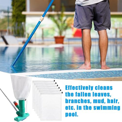 6-Pack Pool Vacuum Mesh Replacement Bags, Fine Mesh Leaf Vacuum Net Bags with Locking Cord for Pool Cleaners, Suitable for Pools, Aquariums, and Ponds, Collects Leaves and Debris