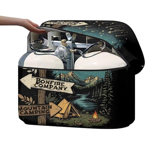 Waterproof Camper Propane Tank Cover Universal Camper Accessories Gas Cylinder Cover Fits 20LB Dual Propane Tanks All Weather Protection, Camping Landscape - color: Camping Landscape, size: S 20LB