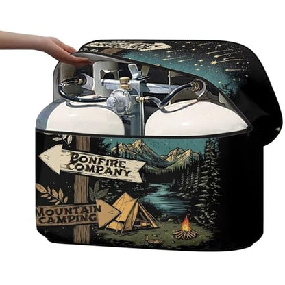 Waterproof Camper Propane Tank Cover Universal Camper Accessories Gas Cylinder Cover Fits 20LB Dual Propane Tanks All Weather Protection, Camping Landscape - color: Camping Landscape, size: S 20LB