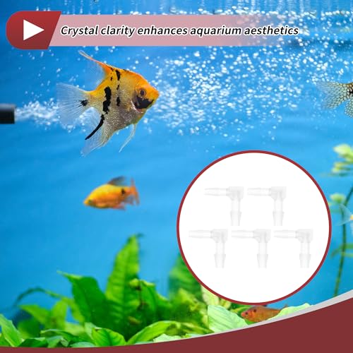5 Pcs Aquarium Plastic Hose Barb Fitting 1/8" to 3/32" Hose Barb 90 Degree Elbow L Fitting Clear PP