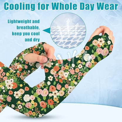 Bebila Gardening Sleeves for Women Farm UV Sun Protection Anti-Scratch Cooling Sleeves with Thumb Hole Arms Cover Outdoors - color: Blossoms