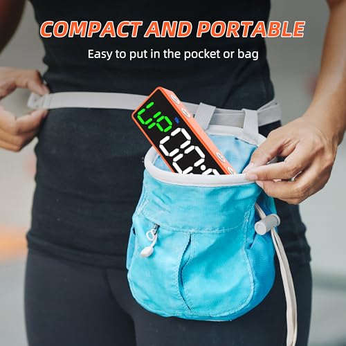 Mini Portable Gym Timer Clock, Large LED Digital Display Screen, Powerful Magnet, Powerful Battery, Count up/Down, Stopwatch, Exercise Interval Timer, Eight Fitness Modes, Suitable for Home and Gym - color: Orange