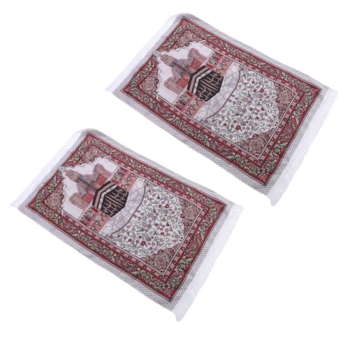 Rengue Soft Velvety Touch Prayer Rug Islamic Prayer Mat Portable Foldable with Elegant Tassels for Men Women Ramadan Eid Gift