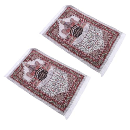 Rengue Soft Velvety Touch Prayer Rug Islamic Prayer Mat Portable Foldable with Elegant Tassels for Men Women Ramadan Eid Gift