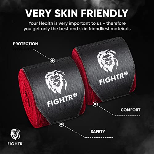 FIGHTR® Boxing Handwraps 160 inches semi-Elastic Hand Wraps with Thumb Loop for Boxing, MMA, Muay Thai & Martial Arts - color: Red, size: pair of 160"