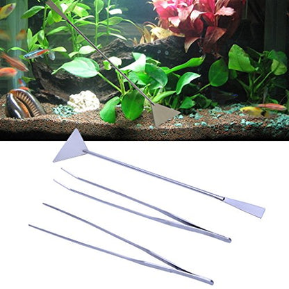3 Pieces Aquarium Tool Stainless Steel Tweezers Spatula Multi Functional Tools for Fish and Aquatic