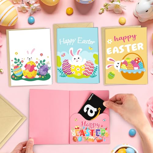 4 Sets Easter Gift Card Book, Happy Easter Money Holder Cards with Envelopes, Spring Bunny Gift Card Booklet Organizer for Family, Friends - color: Easter.Book