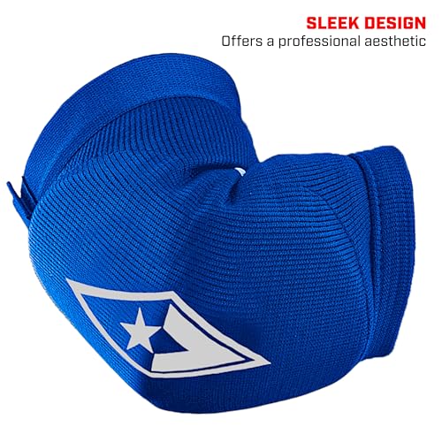 Revgear Slip-on Muay Thai Signature Elbow Pads, MMA, Jiu Jitsu, Krav MAGA - color: Blue, size: Large/XLarge