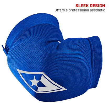 Revgear Slip-on Muay Thai Signature Elbow Pads, MMA, Jiu Jitsu, Krav MAGA - color: Blue, size: Large/XLarge