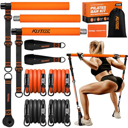 KUTIZE Pilates Bar Kit with Resistance Bands, Pilates Equipment, Multifunctional Pilates Bar for Women & Men, Pilates kit for Hip, Back, Arm, Full-Body Workouts, Home Gym Strength Training Equipment - style: 1-Orange