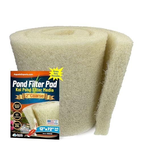 Aquatic Experts Cream COARSE Pond Filter Pad - 2 inch Thick - Bulk Roll Water Garden Filter Pond Media - Made in USA (12 inch by 72 inch) - size: 12" x 72"