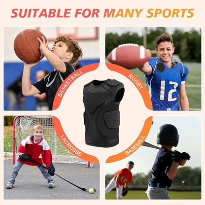 Youth Football Padded Shirt, Chest Rib Protector, Compression Padded Vest with 5-Pad for Sports Paintball Football Baseball Lacrosse - size: X-Large, style: Black