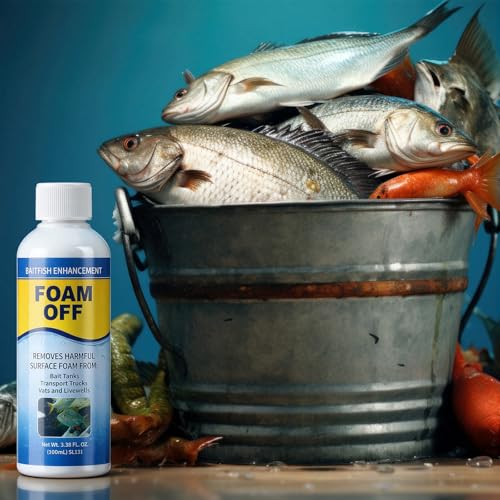 2pcs Fish Tank Foam Remover Water Defoamer for Fish Alive Longer Healthier for Minnow Buckets Livewells Bait Tanks Aquariums Saltwater Reservoir Fishing, 100ml Per