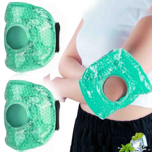 Couleurs Cooling Knee Brace Adjustable, Ice Pack for Knee Injuries, Reusable Hot Cold Therapy Wrap for Joint Pain Arthritis Meniscus Tear, Sprains & Swelling, 2 Packs (Green)