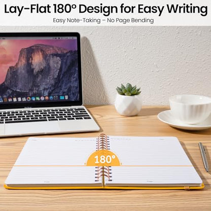 CICPAP Lined Spiral Journal Notebook, A5 College Ruled Notebook for Journaling, Note-Taking, and Daily Planning, Durable Hardcover with an Elegant Design, Yellow - color: G.Yellow