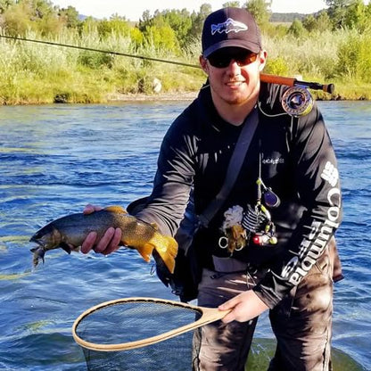 Fly Fishing Net, Soft Mesh Trout with Handle, Catch and Release Landing for Freshwater, Saltwater, Gift for Anglers & Fly Fishing Enthusiasts - style: Black Curved Handle