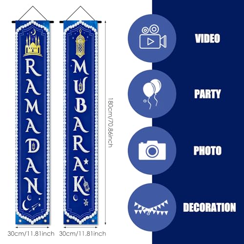 Nuxovilar Ramadan Porch Sign Entrance Banner Set 12x71in Polyester - color: hd13421