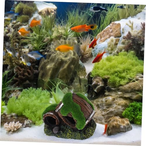 Broken Barrel Aquarium Decoration Resin Fish Tank Ornament Betta Fish Cave Hideout Reptile Tank Decorative Shelter for Shrimp