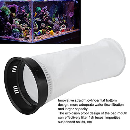 Filter Media Bag, with Flat Bottom Design and Reinforced Seam, for Aquarium Fish Tank Debris Trap and Water Circulation, Nylon Material