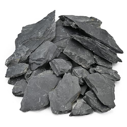 Unocho Natural Slate Stone Reptile Basking Platform Rocks 20lb Tortoise Habitat Flat Rocks for Aquarium Amphibian Vivariums Paludarium Garden Landscaping and Model Railroad(2-8 inches) - size: 20LB(2-8 inches)