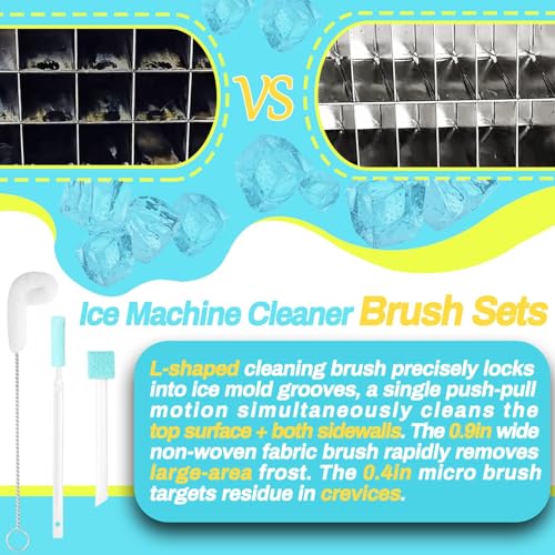 Potanro Ice Machine Cleaner Brush Sets,14Pcs Ice Maker Cleaner Tools | Gap Crevice Cleaning Brushes Tools Small Spaces, Scrub Sponge, Thin Brush for Countertop,Cleaning Window Track, Straw, Bottle