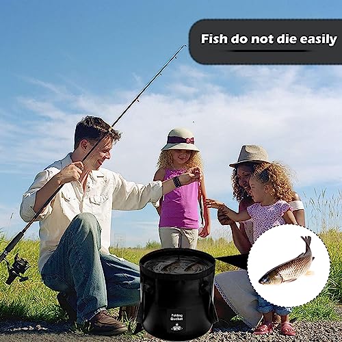 Collapsible Bucket with Handle, Lightweight Folding Water Container, Portable Collapsible Bucket for Fishing, Camping, Hiking, Backpacking, Outdoor Survival, Car Washing Black 20L - size: 20L