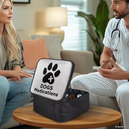 Gomyblomy Customized Dog First Aid Kit Empty First Aid Kit Bag Dogs Medications Print Medium Emergency Kit for Home Cars Travel Medical Supplies Storage Add Your Image and Color - color: Dog Medication Customized Print