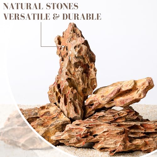 2.2-8.1 Inches Natural Dragon Stone, 5 PCS Mixed Sizes Aquarium Rocks for Aquascaping, Terrariums, Reptile Tanks & Aquarium Décor - size: 2.2-8.1 in