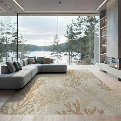 8'x10' Washable Modern Abstract Large Rug, Cream Non-Shedding Pet Friendly Carpet Foldable Easy Care Mat for King Size Bedroom, Master Suite, Under Bed | Ref:1886598 - color: Beige/Pattern 26, size: 8' x 10' (Rectangular)