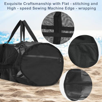 Diving Mesh Duffel Bag Large Capacity, Quick-Dry Ventilation System Mesh Duffel Bag for Scuba Diving, Snorkeling & Spearfishing Ideal Beach Travel Companion with a Splash-Proof Phone Pocket
